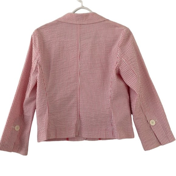 Izod Cropped Jacket, pink/white stripe, Size S/P - Picture 2 of 15